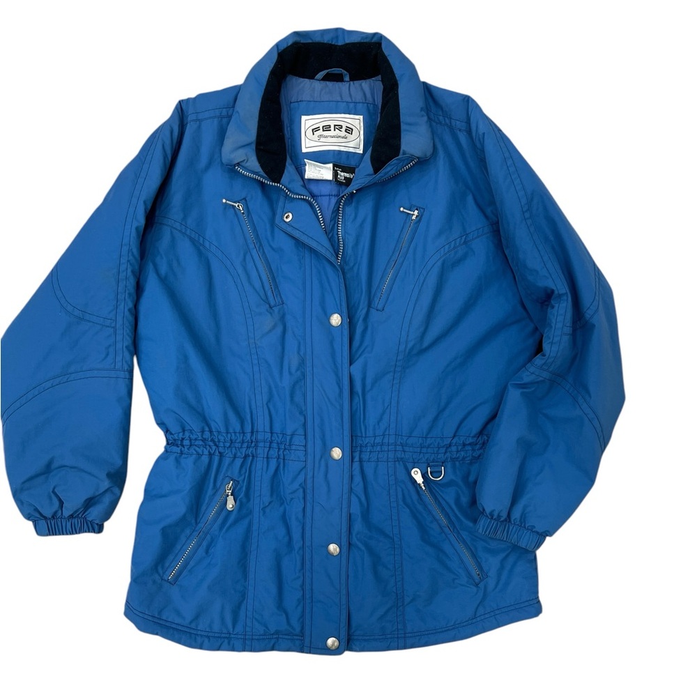 FERA International Women’s Blue Ski Coat Winter Athletic Coat Double Zip size 12